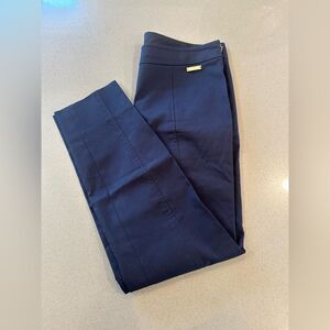Tory Burch Women's Navy Blue Slit Hem Cotton Blend Pants Size 4